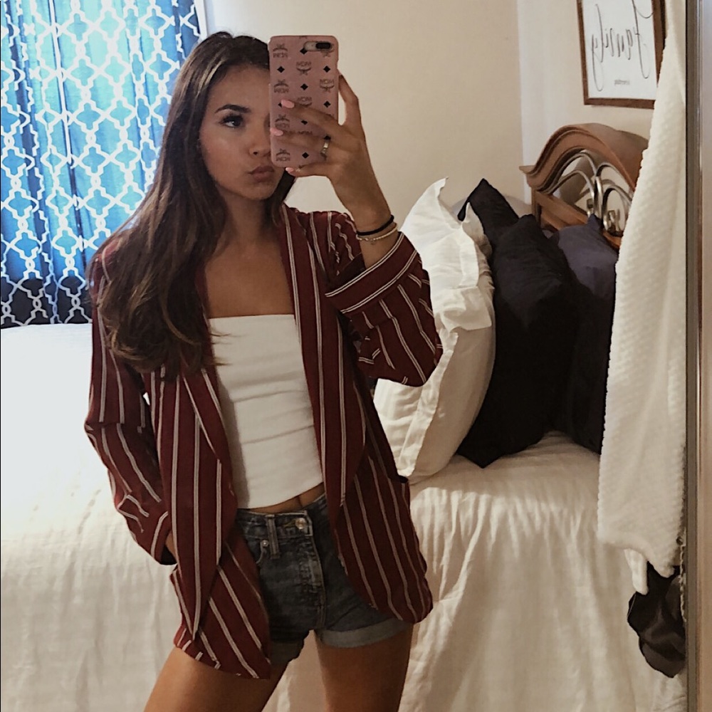 Striped loose blazer